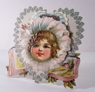 Frances Brundage 3 D Valentine Flower Face Girl 1900 10 Stand Alone 