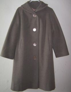   Wool Dusty Mauve SWING COAT LUCITE Btns Round Shoulder Pintucked EUC