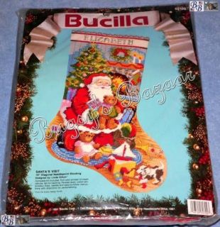 Bucilla Santas Visit Stocking Needlepoint Christmas Kit Linda Gillum 