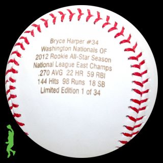 Bryce Harper Signed Auto 2012 Rookie All Star Season Baseball Ball 