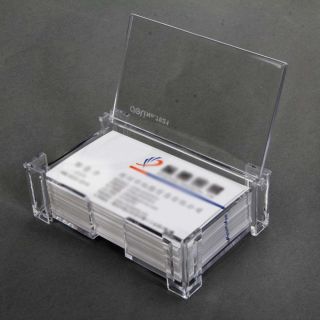 Deli Plastic Business Card Holder Case Display Stand Desk Transparent 