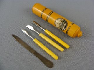 Art Deco Hungarian Butterscotch Amber Bakelite Nail Manicure Tool 