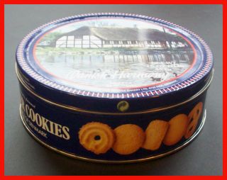   Harmony Pictoral House Metal Butter Cookie Tin Box Container