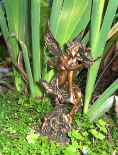 Bronze Color Fairy with Butterfly Garden Sculpture
