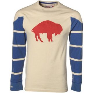 Mitchell Ness Buffalo Bills Cream Gridiron Vintage Long Sleeve T Shirt 