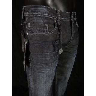 Mens Buffalo Jeans Game Boot Cut Dark Crinkled by David Bitton