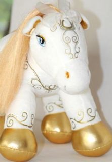 Build A Bear Pony Horse Soft Lovey Stuffed Animal Toy White Gold Swirl 