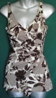 Sexy 50s Brown Abstract Floral Catalina Swim Suit Bathing Suit 12
