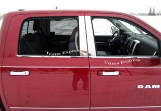 2009 2012 2011 Dodge RAM Crew Mega Cab Chrome Pillar Post Window Sill 