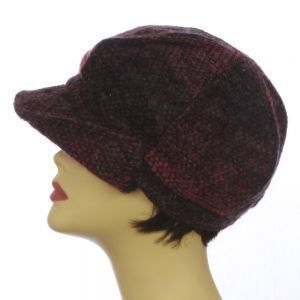 Knit Cabbie Bakersboy Hat Womens Fall Winter Button Flap Cap Fuschia 