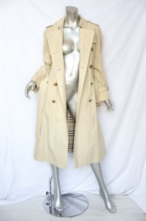 Burberry London Womens Beige Cotton Double Breasted Trench Coat Jacket 