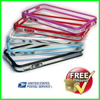 Apple iPhone 4 4S 4G TPU Bumper Case Cover w Metal Buttons