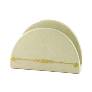Stone Letter or Business Card Holder w Brass Emblem Desk Accessories