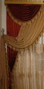 curtains Gold and burgundy drapery 100% hand made Egyptian TASSEL 