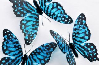 3D Blue Butterfly Garden Wall Decor Flowers Insect