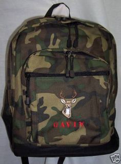 Deer Head Buck Backpack School Book Bag Personalized Camouflage New 