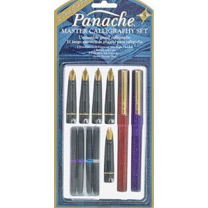 Speedball Panache Master Calligraphy Set 5 Pen Points 2 Holders 6 Ink 