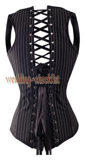   Corset s Black Stripes Vest Style Back Waist Shaper WC G8068 K