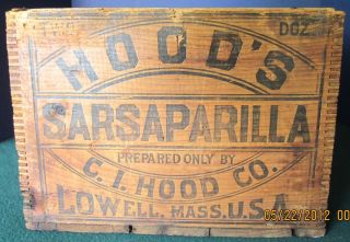   Sarsaparilla Wood Box C I Hood Co Lowell Mass Fingerjointed