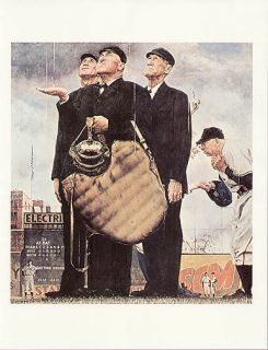 NORMAN ROCKWELL vintage print baseball game BOTTOM OF THE SIXTH