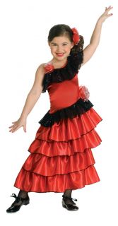 Spanish Princess Child Costume Mexican Senorita Flamingo Dancer Girls 