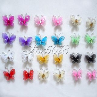 10 Gold 1 (About 2.5cm) Nylon Glitter Artificial Butterfly