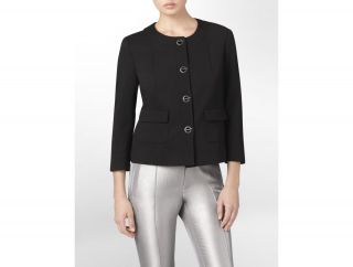 Calvin Klein Petites Ponte Knit Toggle Suit Jacket Womens