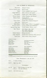 Arthur Miller The Crucible Robert Ward Opera Program 1964