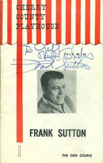 Autographed Frank Sutton 1971 Program The Odd Couple