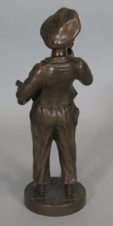  19th C Antique French 12 Bronze Sculpture by Mestais of Young Man C 