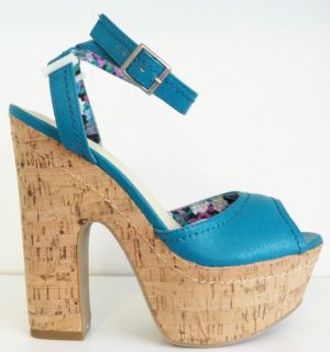  C Label Denda Top Stitched Cork Platform Heels
