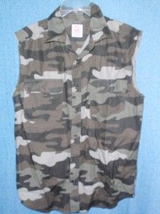 Mens Sleeveless Camouflage Shirt Vest  Size XL  Open Trails  NEW w 