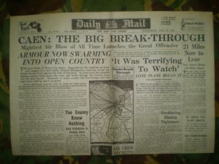 CAEN FRANCE D DAY NORMANDY INVASION CAMPAIGN NEWSPAPER JULY 1944