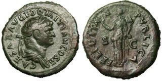 Domitian Caesar AE Dupondius Felicitas Ric 96 Attractive Good Fine 