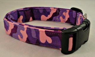 Awesome Bright Pink and Purple Camo Dog Collar Camouflage