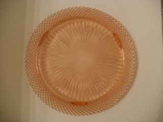    DEPRESSION GLASS NICE MISS AMERICA PATTERN FOOTED CAKE PLATE PINK 12