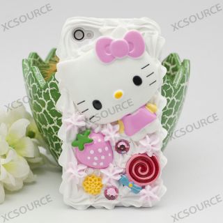 Lovely Bling Sweet Ice Cream Cake kitty Case Cover For iPhone 4G 4S 4 