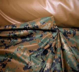 New Woodland Mrne Camouflage Ripstop Nylon Fabric WP