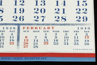 1949 Vintage DeVorss Art Deco Pin Up Calendar Boudoir Brunette by 