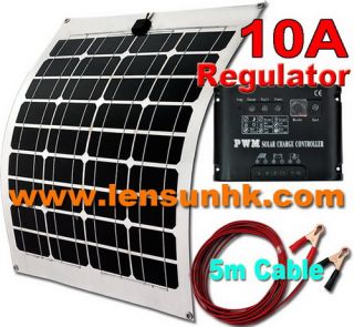 50W Semi Flexible Solar Panel Regulator Cable Complete