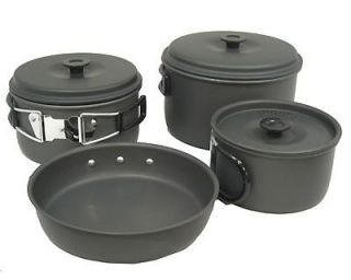   Trekker Hard Anodized 7 Piece Cookset Camping Cookware Compact Package