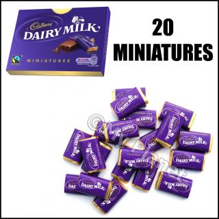 Miniatures Cadburys Dairy Milk Mini Chocolate Fresh Box 20 Freetrade 