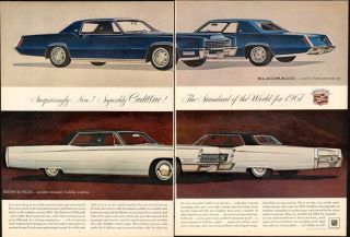 1966 Print Ad Cadillac Eldorado Sedan de Ville 2 Page
