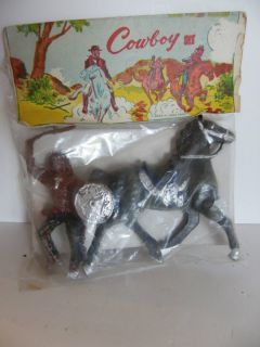 Vintage Cake Decorating Supplies Indian Horse in Package Plastic Toy 