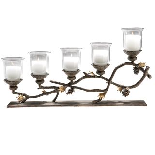   Centerpiece Holiday Candle Holder Rustic Fireplace Insert