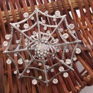 Lampshade Wafer Purse Web Spider Crystal Brooch Pin