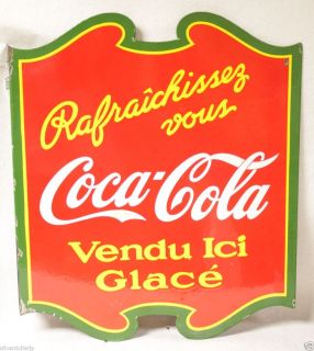 Antique Canadian Coca Cola Flange Sign French Language RARE