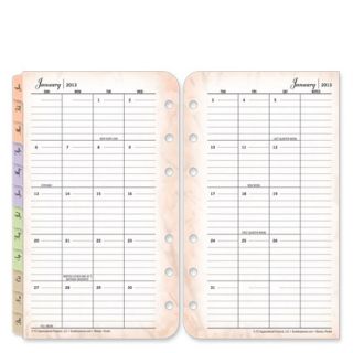 FranklinCovey Pocket Blooms Two Page Monthly Calendar Tabs Jan 2013 