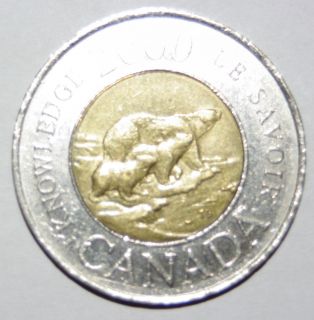 Canadian Twonie Toonie Year 2000 Knowledge Canada Coin