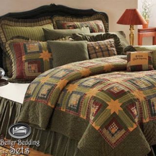   Tea Cabin Lodge Twin Queen Cal King Size Primitive Quilt Bedding Set